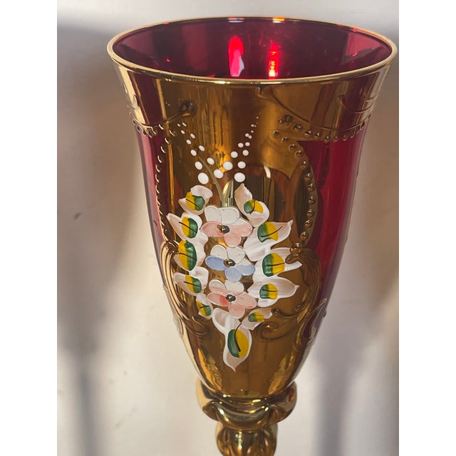 1970s 1970s Vietri Regalia Gold Enamel Ruby Champagne Glasses - Set of 4 For Sale - Image 5 of 8