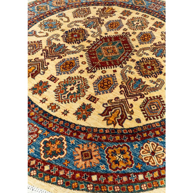 Contemporary Oriental Hand Knotted Round Rug 5'8" x 5'8" For Sale - Image 3 of 4
