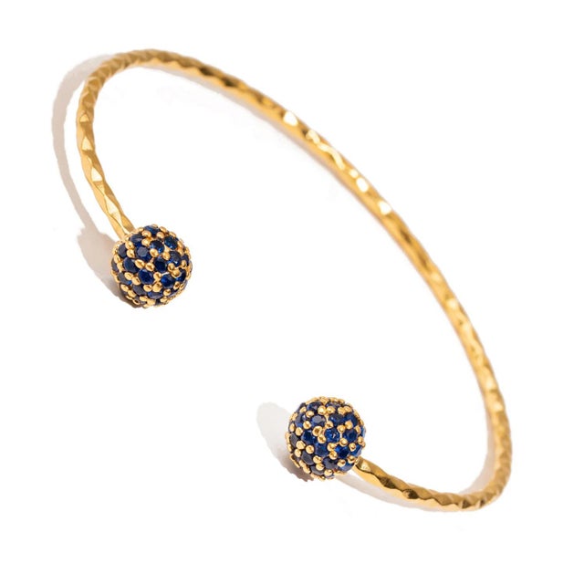 Contemporary Sapphire Grace Adjustable Gold Cuff Bracelet For Sale - Image 3 of 8