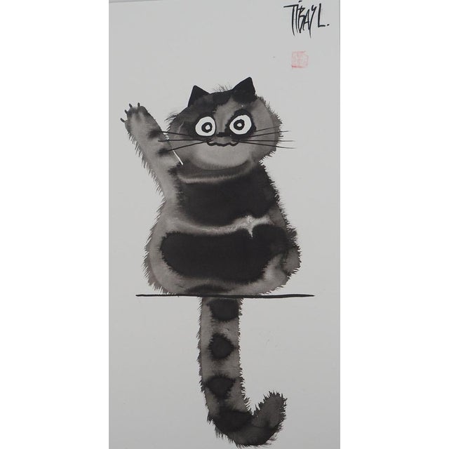 Laszlo Tibay, Le salut du chat, Ink & Wash Drawing For Sale - Image 6 of 6