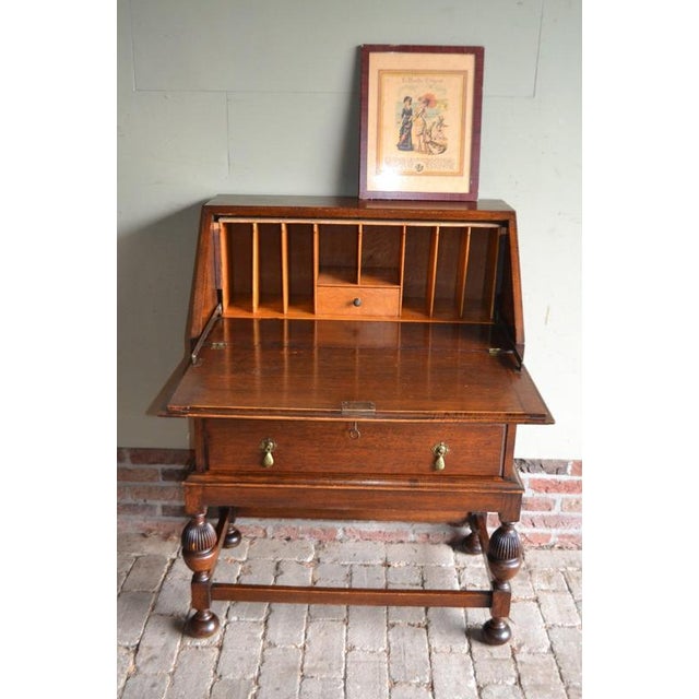 Antique Oak Ladies Secretaire For Sale - Image 9 of 13
