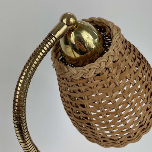 Wicker, Bamboo & Brass Table Lamp, Austria, 1950s For Sale - Image 10 of 17
