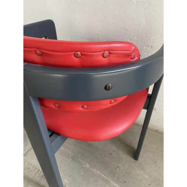 Mid-Century Modern Italian Faux Leather Chair in the style of Augusto Savini For Sale - Image 7 of 12