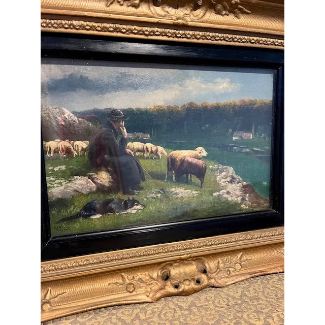 Beautiful pastoral oil painting by the famed Alfred Schonian 1856 - 1936. The painter & illustrator began his art training...