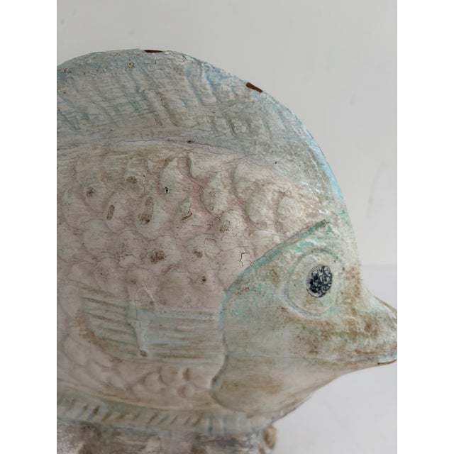 Coastal Vintage Hand-Carved Wooden Fish Sculpture – Coastal Sculptural Decor For Sale - Image 3 of 14