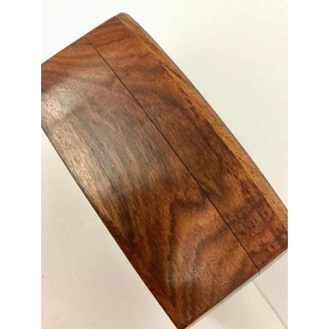 Wood 1950s Mid-Century Modern Hand Carved Wood & Brass Inlay Box For Sale - Image 7 of 13