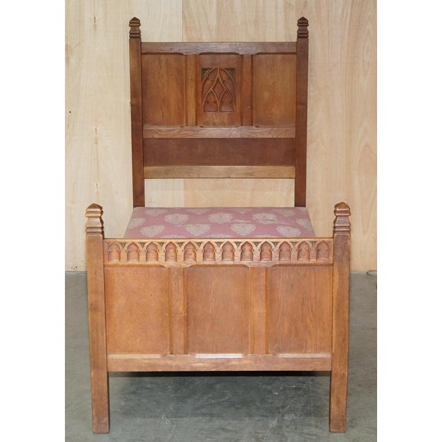 Lovely Antique English Tudor Furniture Circa 1930's Limed Oak Cotswold Arts & Crafts Single bed frame which is part of a...