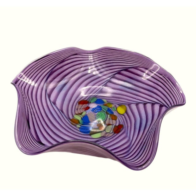 1980s Pretty Purple Murano Style Glass Plate For Sale - Image 4 of 14