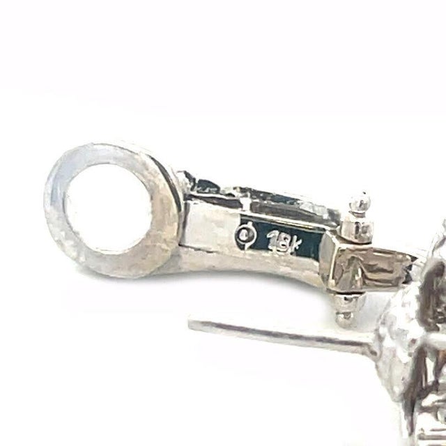 Silver Friedman Diamond Gold Cluster Earrings 18k White Marquise and Round Cut, 2 pieces For Sale - Image 8 of 9