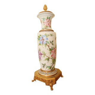 Large Italian Vase with Floral Decor For Sale