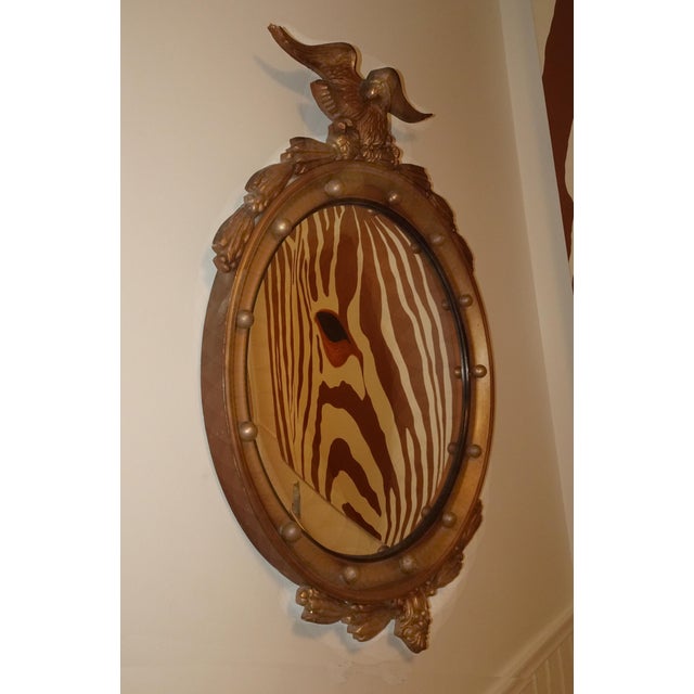 Traditional Antique Federal 13 Colonies Eagle Bullseye Convex Gold Wall Mantle Mirror For Sale - Image 3 of 12