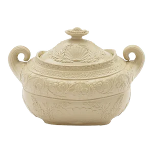 English Stoneware Sugar Bowl With Cover, C. 1830