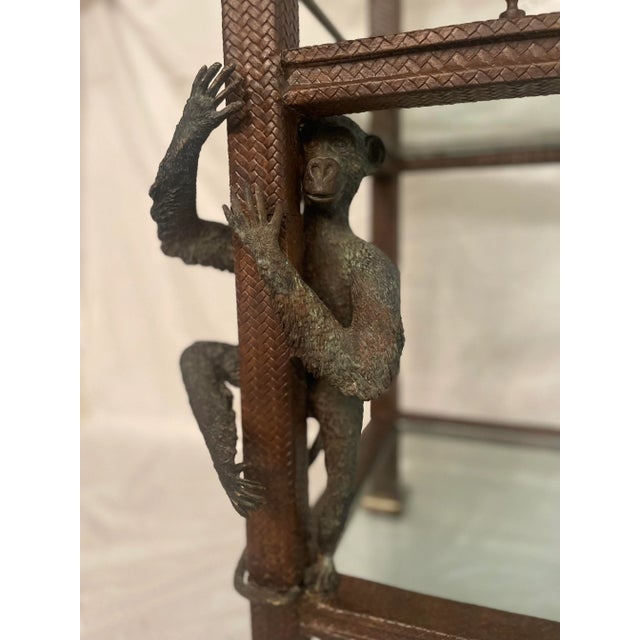 Hollywood Regency Figural Monkey Étagère With Bronze Sculptural Details, Attributed to Maitland-Smith For Sale - Image 10 of 12