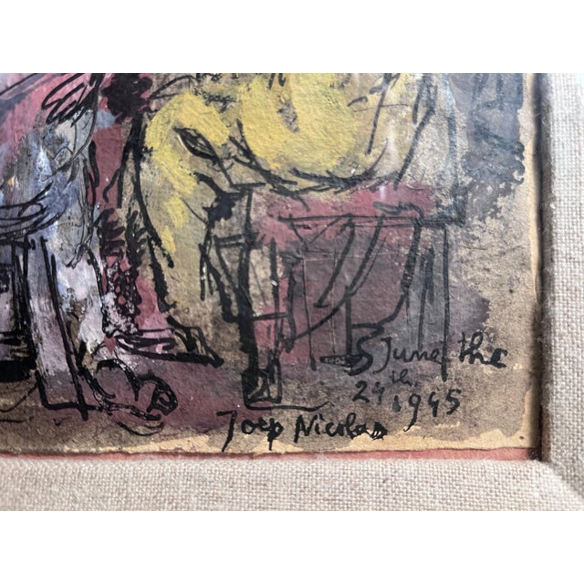 This very rare original Gouache painting was done by noted Dutch painter, sculptor and stained glass maker, Joep Nicholas,...