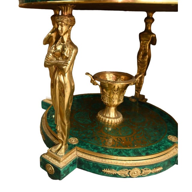 French Napoleon III Revival Centre Table in Malachite For Sale - Image 12 of 13