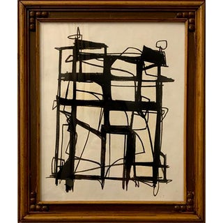 Contemporary Abstract Charcoal Drawing, Framed For Sale