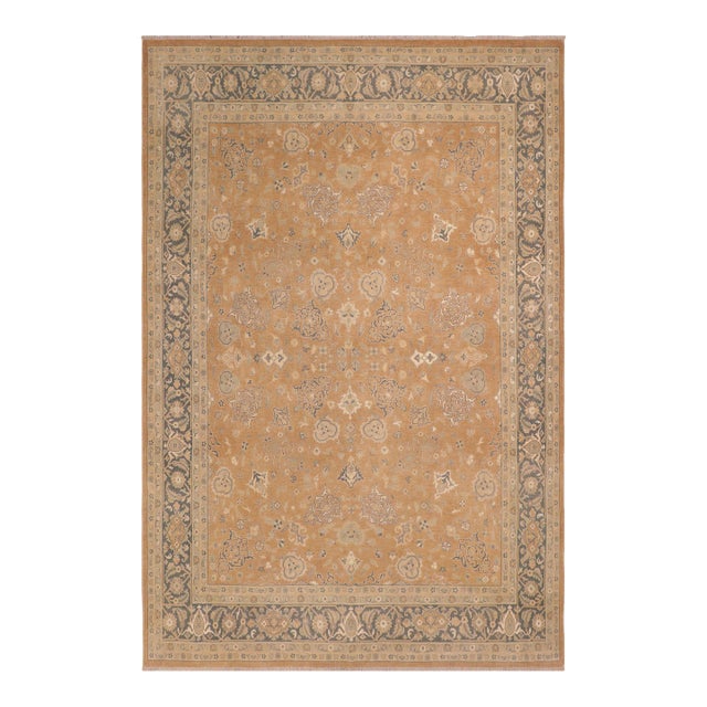 Shabby Chic Brown/Green Wool Rug - 8'0'' X 9'8'' For Sale
