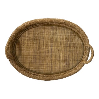 Contemporary Large Woven Seagrass Ottoman Tray For Sale