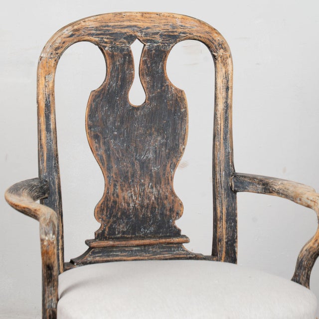Rococo Pair, 19th Century Swedish Black Rococo Armchairs For Sale - Image 3 of 17