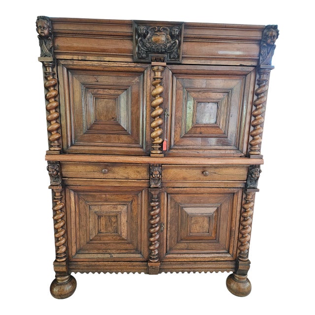 17th C Dutch Two Tier Cabinet W Multiple Angel Heads For Sale