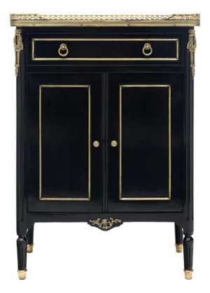 Petite Louis XVI Cabinet, Ebonized Mahogany, French, 1910s