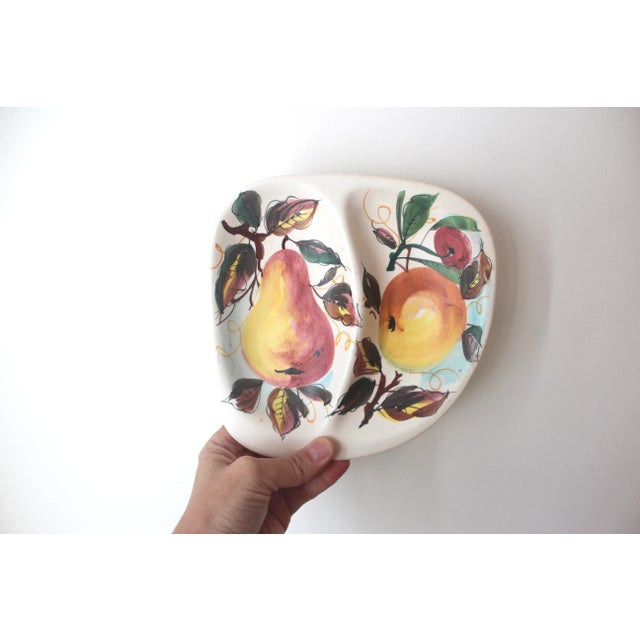 Beautiful, hand painted vintage Italian two section, small plate. This is an old plate, likely from the fifties or...