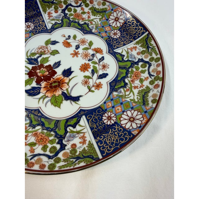 Mid 20th Century Japanese Imari Porcelain Plate in Blue and Gold For Sale - Image 6 of 7
