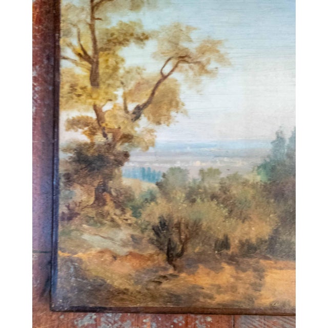 Wood 19th Century Continental French or Italian Plein Air Landscape Painting For Sale - Image 7 of 12