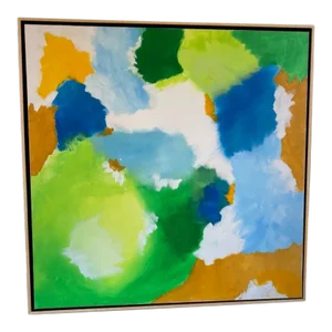“Princess Island” Contemporary Abstract Acrylic Painting by Jennifer Hopkins-Wilcox, Framed
