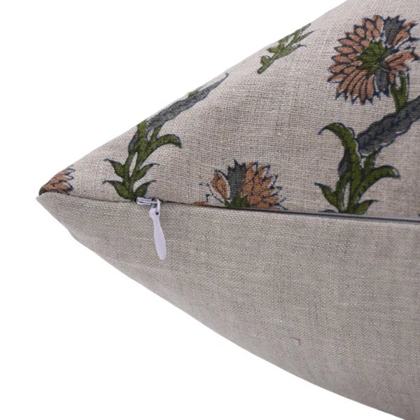 Fabdivine Bohemian Block Print Cushion Cover 18x18 Inch Thick Linen-Dafodil For Sale - Image 4 of 4
