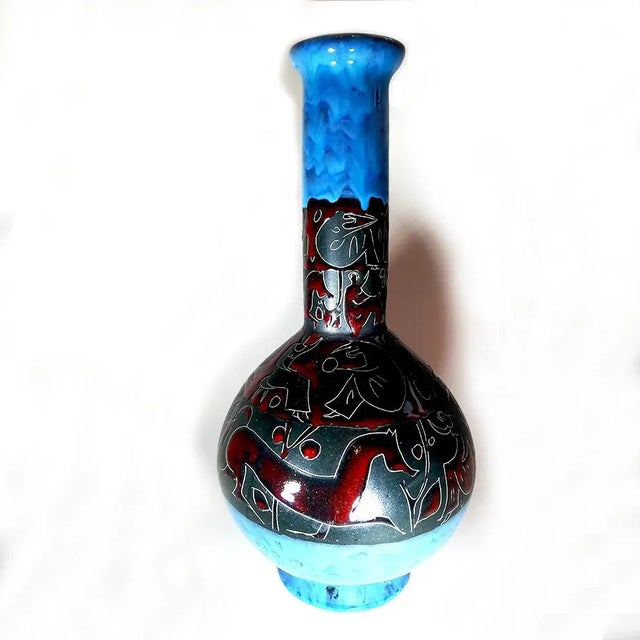 Italian Ceramic and Enamel Vase by Tosin for Etruria, 1950s For Sale - Image 3 of 12