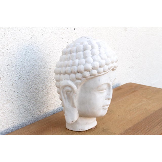 Serene Ascetic, Large Finely Carved Marble Buddha For Sale - Image 4 of 11