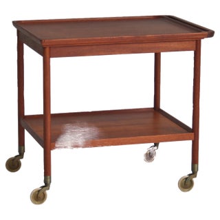 Danish Teakwood & Brass Serving Table from Ludvig Pontoppidan, 1960s For Sale
