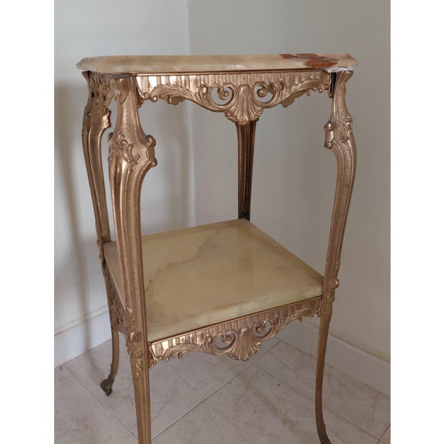 Metal Golden Onyx Coffee Table, 1980s For Sale - Image 7 of 7