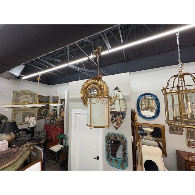French 1940s French Louis XVI Style Bronze Lantern For Sale - Image 3 of 10