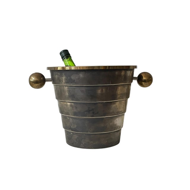 1980s 1980s Larry Laslo Art Deco Style Silverplate Champagne Bucket For Sale - Image 5 of 11