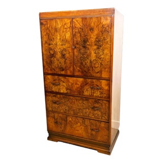 Art Deco Burr Walnut Tallboy Chest of Drawers, 1930s For Sale