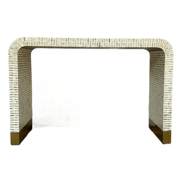 Modern Mother of Pearl Waterfall Console Table For Sale