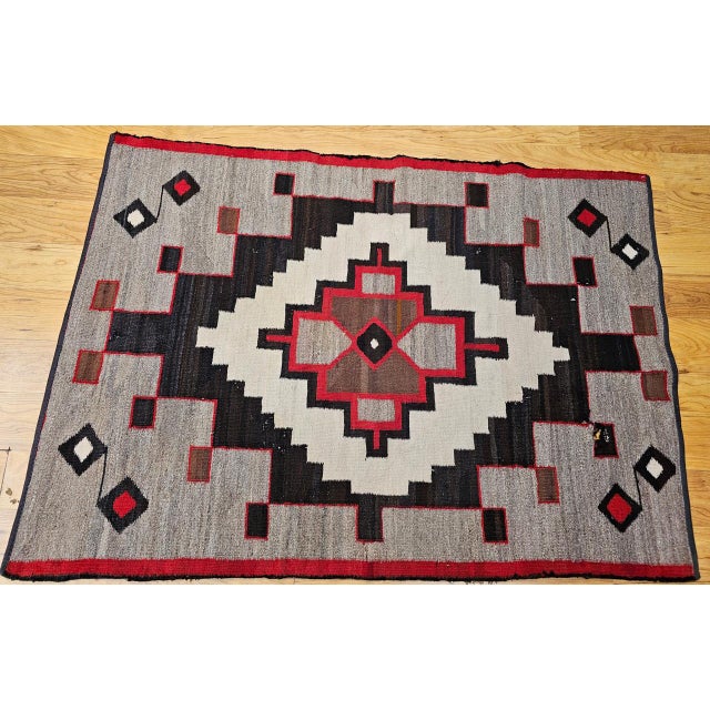 Vintage Native American Navajo Rug, Wool & Cotton, Geometric Medallion Design, 3x4 For Sale - Image 4 of 14