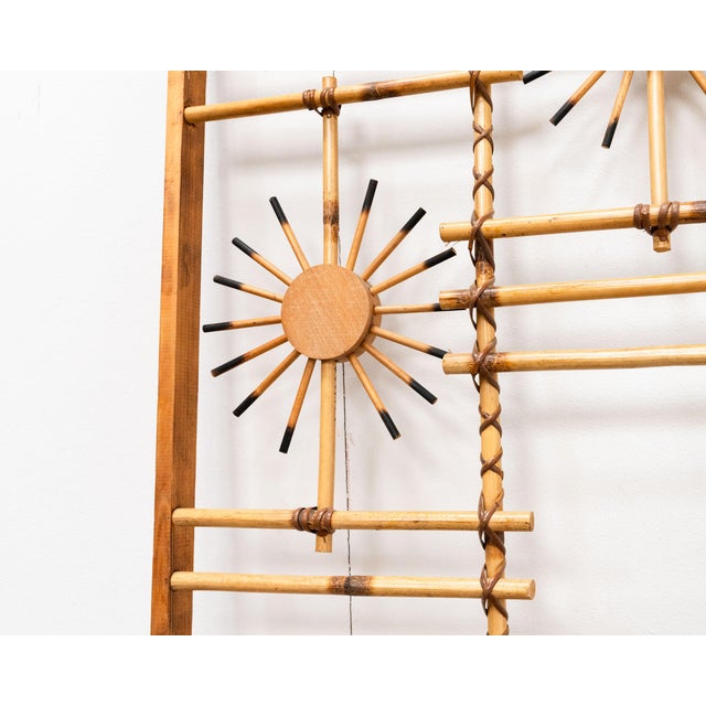 Vintage Rattan Screen with Sunburst, 1950s For Sale - Image 10 of 13