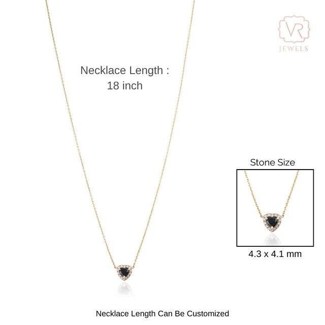 Navy Blue Modern 14k Yellow Gold Heart Blue Sapphire & Diamond Halo Pendant Necklace For Sale - Image 8 of 12