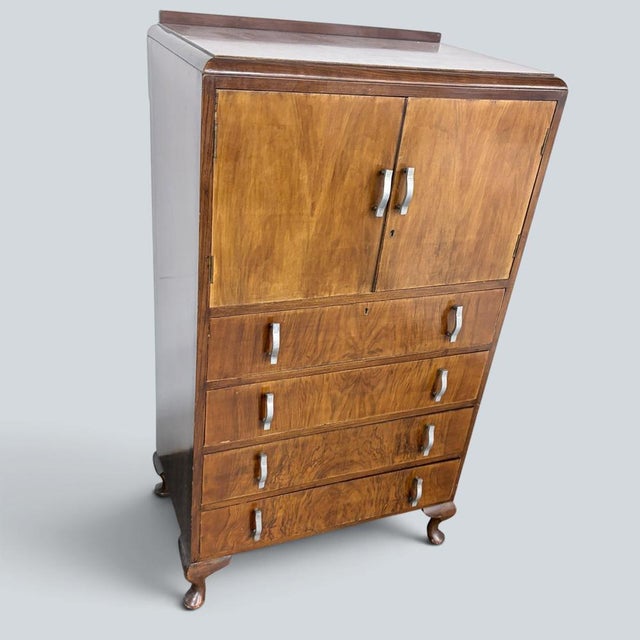 Wood Art Deco Walnut Pantry Cabinet, 1930s For Sale - Image 7 of 9