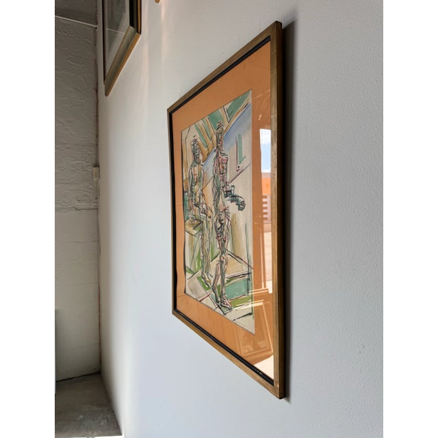 1966 Vintage Abstract Watercolor on Paper Painting, Framed For Sale - Image 4 of 12