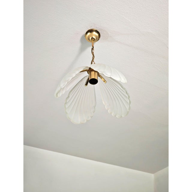 Mid-Century Modern Pendant Lamp in Opaque Satin Glass and Gilt Metal, Italy, 1970s For Sale - Image 11 of 18