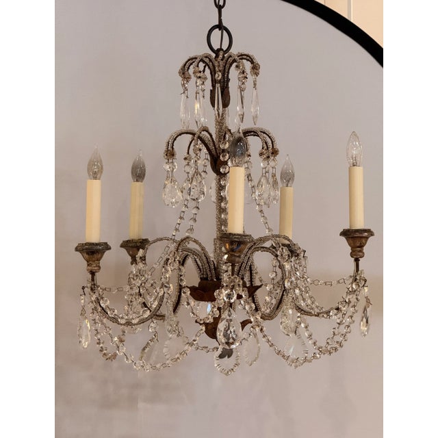 Italian Italian Crystal Chandelier With Draped Beading For Sale - Image 3 of 9
