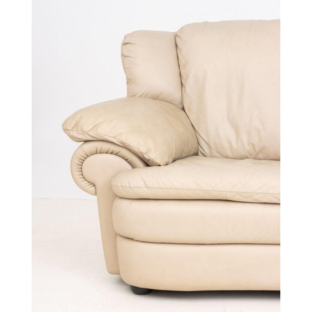 Modern Modern Beige Leather Upholstered 2-Seat Sofa For Sale - Image 3 of 8