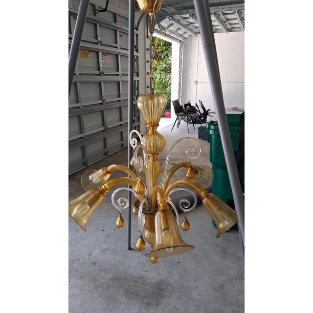 Mid-Century Modern Mid 20th Century Mid Century Modern Murano Glass Venetian Chandelier - 6 Light For Sale - Image 3 of 5