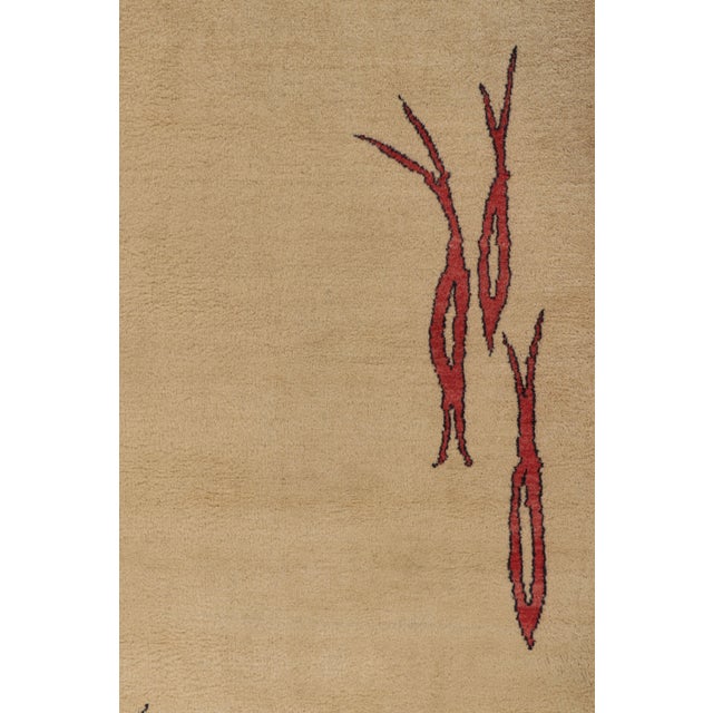Art Deco Vintage Modernist Art Deco Runner With Pairs of Red Stylized Fishes - Rug & Kilim For Sale - Image 3 of 10