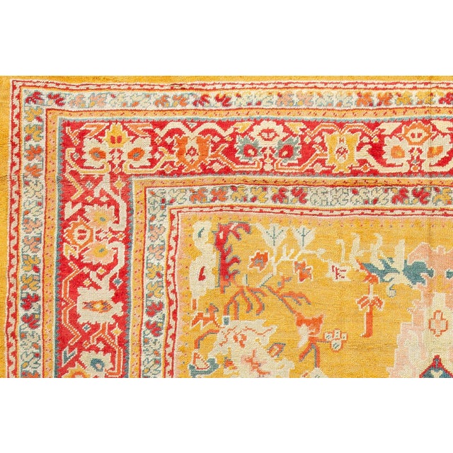 Textile Antique Zabihi Collection Stunning Sunny Yellow Turkish Ghiordes Rug - 9'10" x 13'10" For Sale - Image 7 of 12