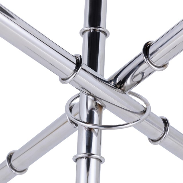 Pasargad Home Eloise Tempered Glass Ringed Side Table, Silver For Sale - Image 4 of 7